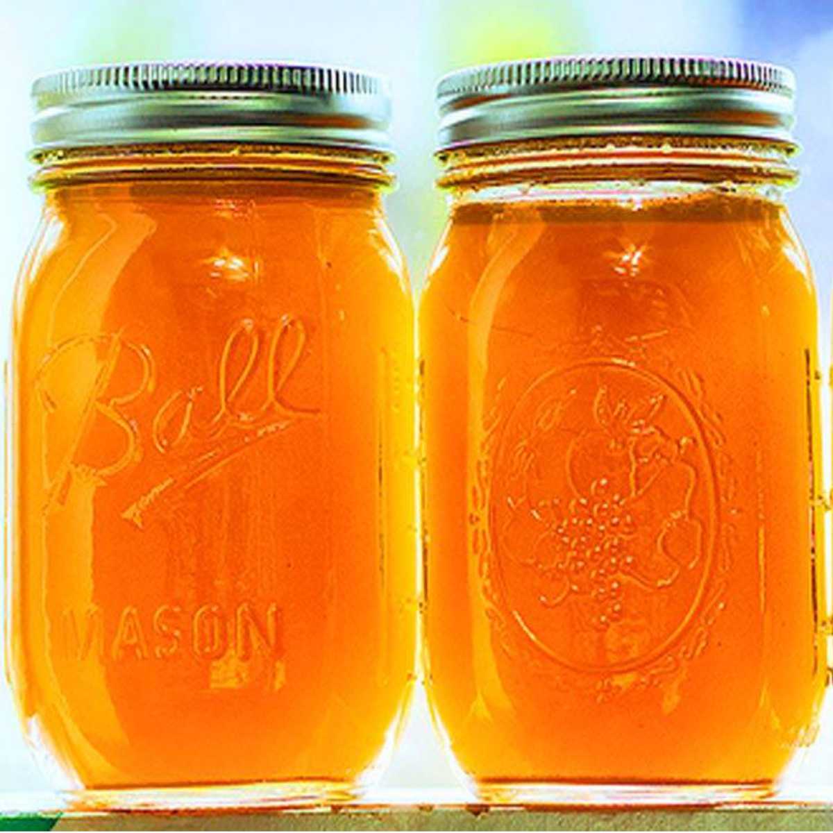 Chicken Stock in mason jars.