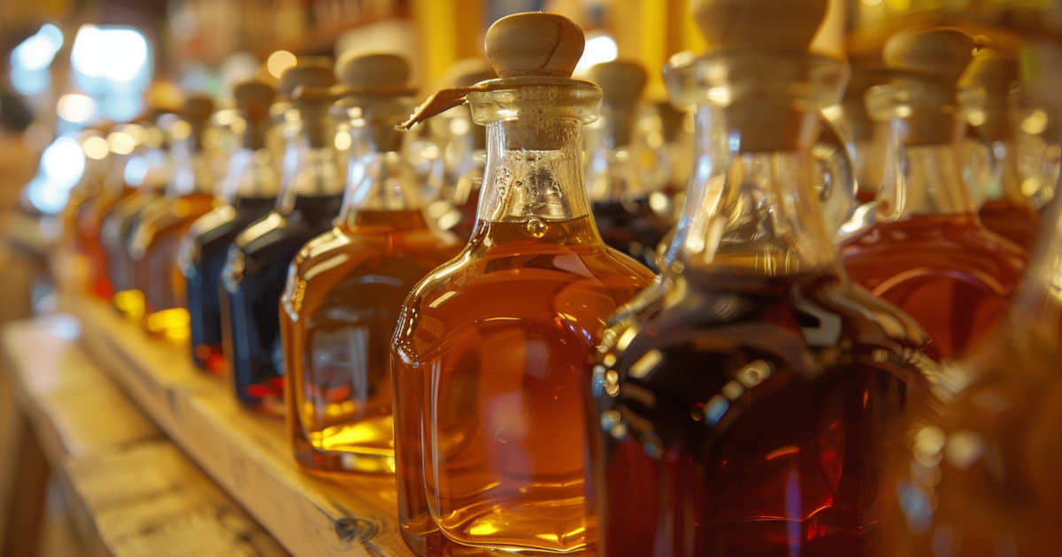 Bottles of Maple Syrup.
