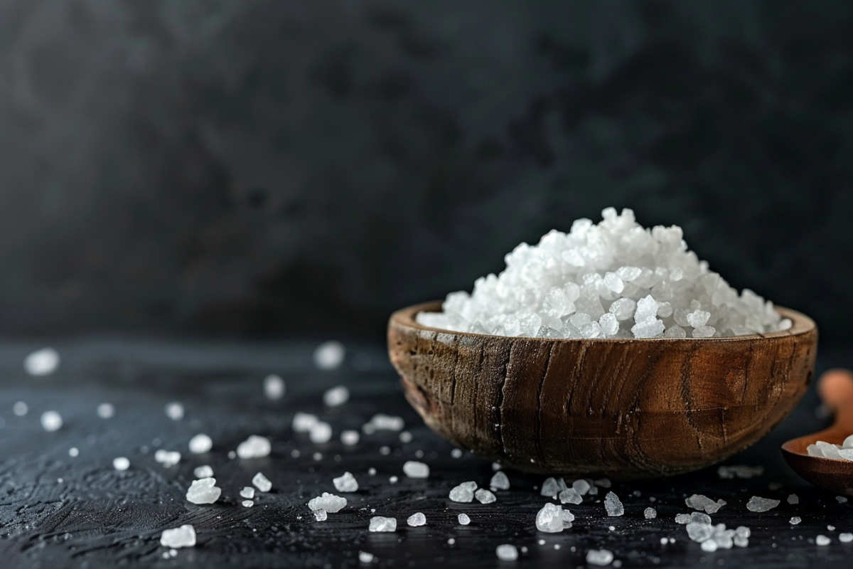 Display of salt in bowl.